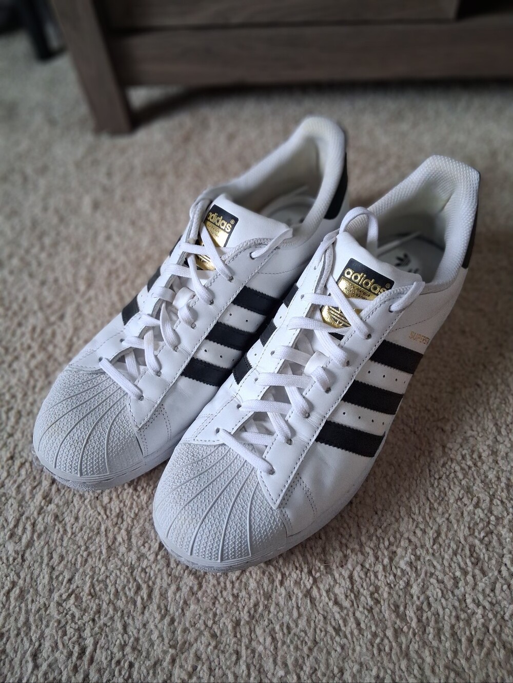 Adidas Superstar Shoes Mens 11 White Black Stripe Low Top Athletic Casual